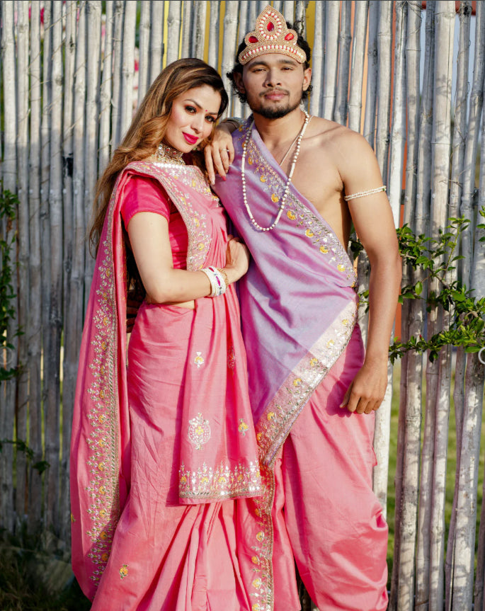 š Couple's Coordinated Traditional Look š (Chakravarti Wedding Set)