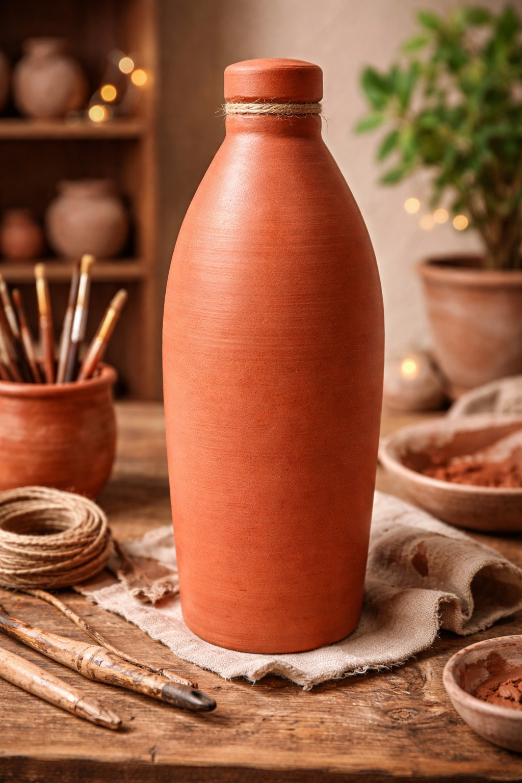 "A Handcrafted Terracotta Bottle: A Touch of Earthy Charm 🏺🌾"