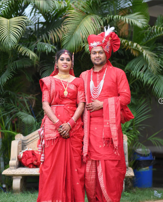 ✨ Regal Red Ethnic Ensemble ✨ (Chakravarti Wedding Set)